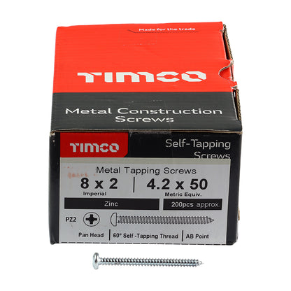 TIMCO Self-Tapping Pan Head Silver Screws - 8 x 2 - Image