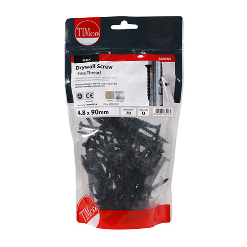 TIMCO Drywall Fine Thread Bugle Head Black Screws - 4.8 x 90 - Image