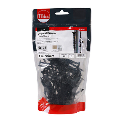 TIMCO Drywall Fine Thread Bugle Head Black Screws - 4.8 x 90 - Image
