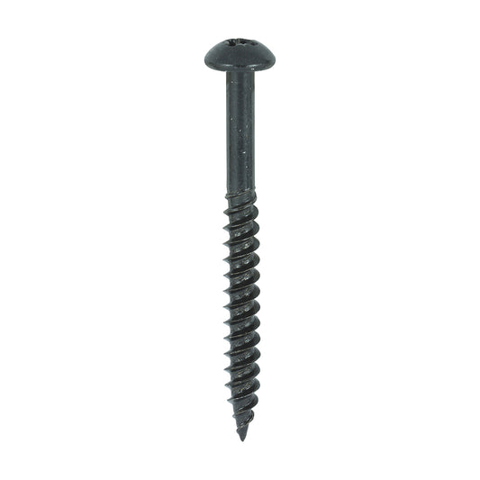 TIMCO Twin-Threaded Round Head Black Woodscrews - 10 x 2 - Image