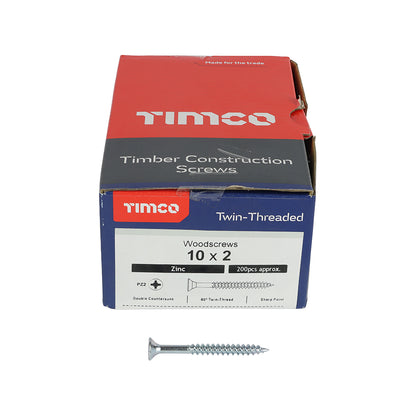TIMCO Twin-Threaded Round Head Silver Woodscrews - 10 x 2 - Image