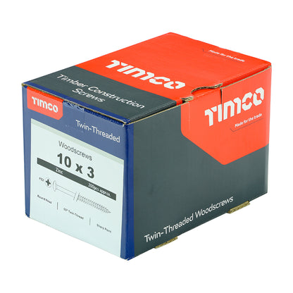 TIMCO Twin-Threaded Round Head Silver Woodscrews - 10 x 3 - Image
