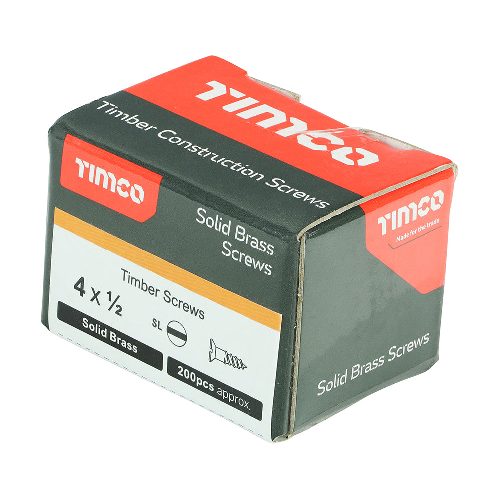 TIMCO Solid Brass Countersunk Woodscrews - 4 x 1/2 - Image