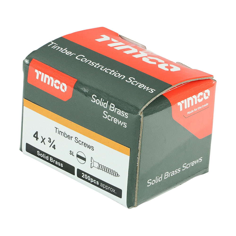 TIMCO Solid Brass Countersunk Woodscrews - 4 x 3/4 - Image