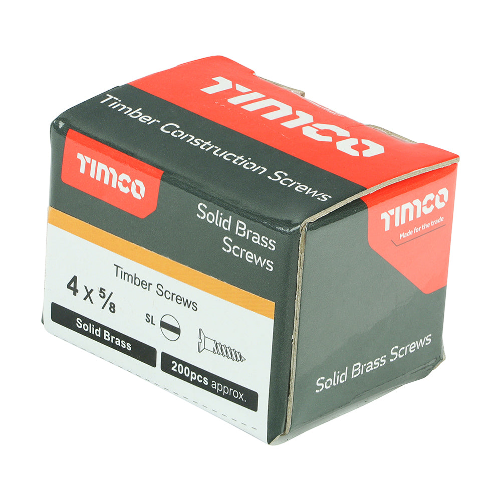 TIMCO Solid Brass Countersunk Woodscrews - 4 x 5/8 - Image