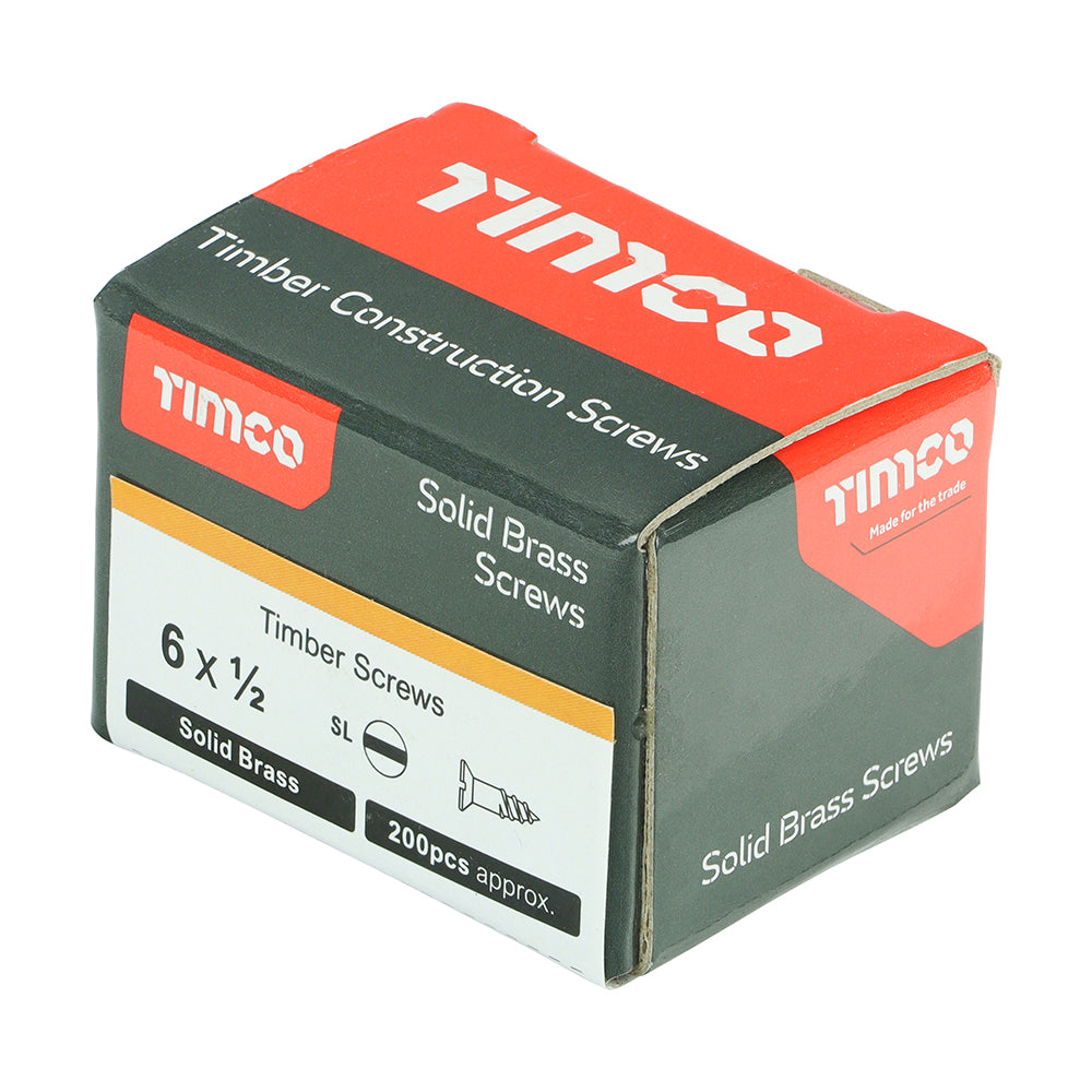TIMCO Solid Brass Countersunk Woodscrews - 6 x 1/2 - Image