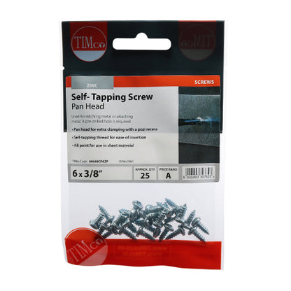 TIMCO Self-Tapping Pan Head Silver Screws - 6 x 3/8 - Image