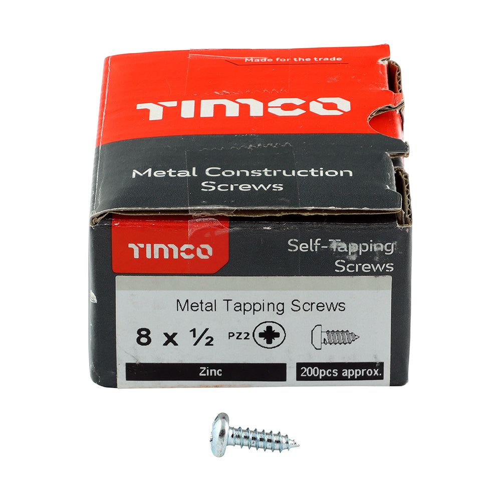 TIMCO Self-Tapping Pan Head Silver Screws - 8 x 1/2 - Image
