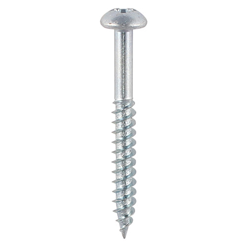 TIMCO Twin-Threaded Round Head Silver Woodscrews - 8 x 1/2 - Image