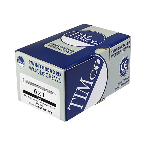 TIMCO Twin-Threaded Round Head Silver Woodscrews - 8 x 1/2 - Image