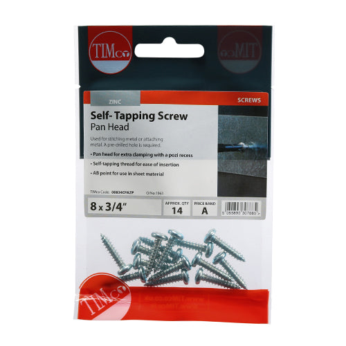 TIMCO Self-Tapping Pan Head Silver Screws - 8 x 3/4 - Image