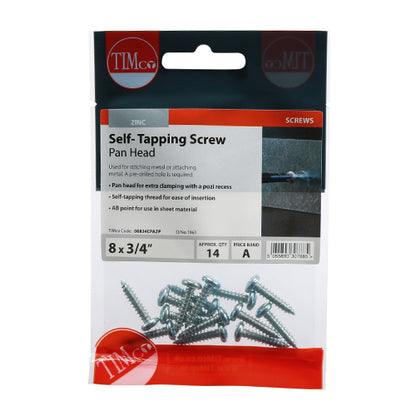 TIMCO Self-Tapping Pan Head Silver Screws - 8 x 3/4 - Image