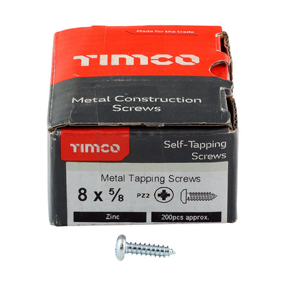 TIMCO Self-Tapping Pan Head Silver Screws - 8 x 5/8 - Image
