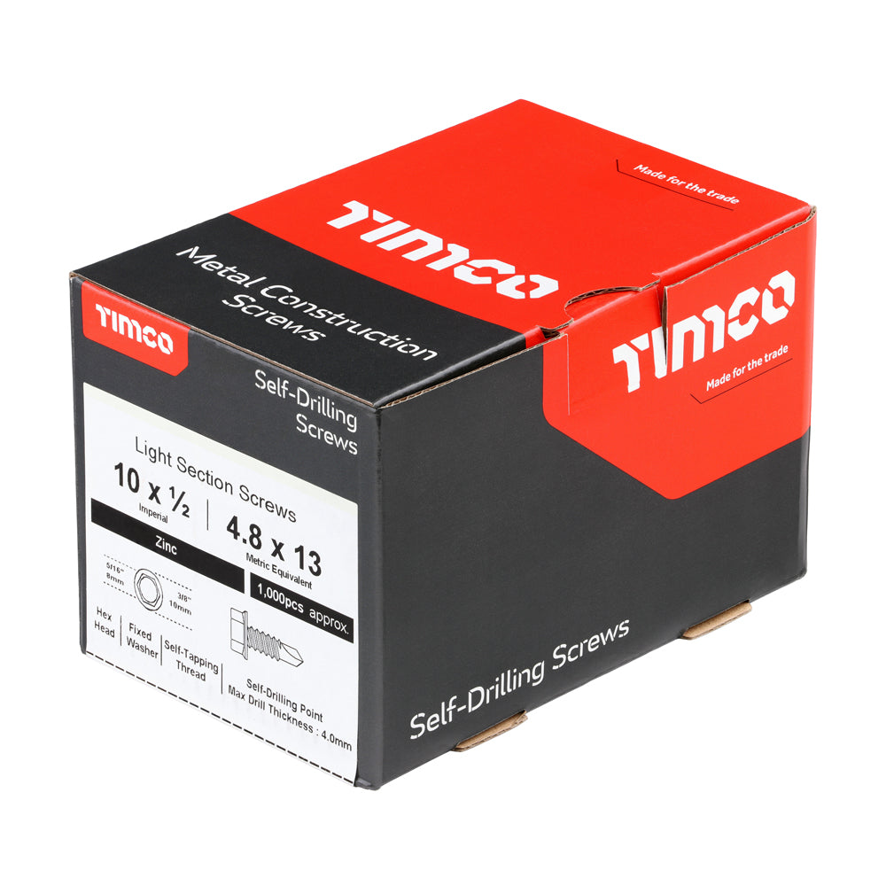 TIMCO Self-Drilling Light Section Silver Screws - 10 x 1/2 - Image