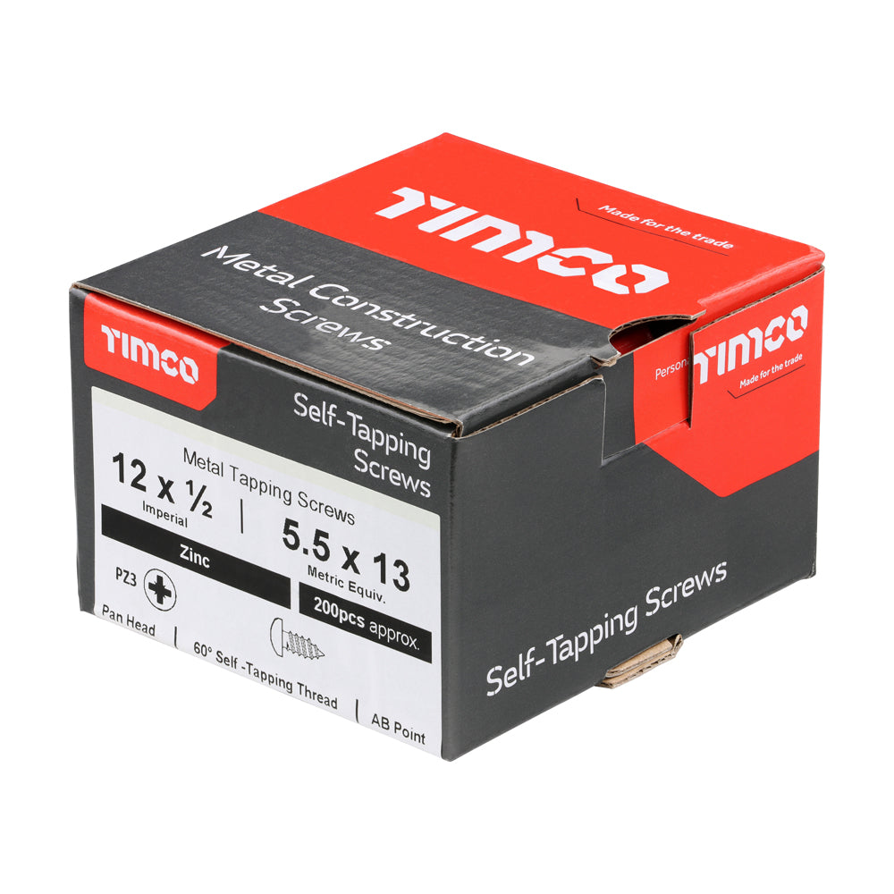 TIMCO Self-Tapping Pan Head Silver Screws - 12 x 1/2 - Image