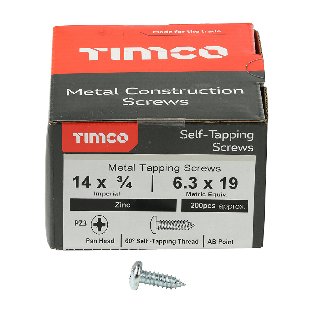 TIMCO Self-Tapping Pan Head Silver Screws - 14 x 3/4 - Image