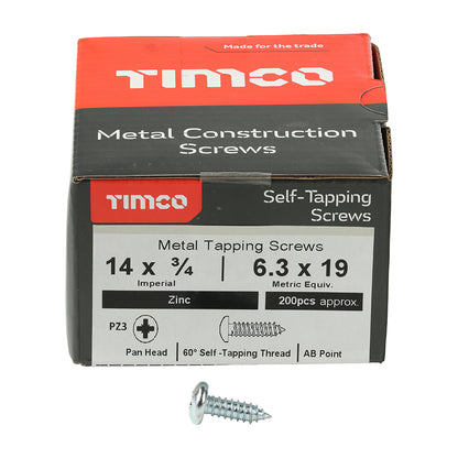 TIMCO Self-Tapping Pan Head Silver Screws - 14 x 3/4 - Image