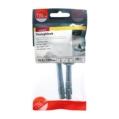 TIMCO Roofing Bolts & Square Nuts Silver - M6 x 100 - Image