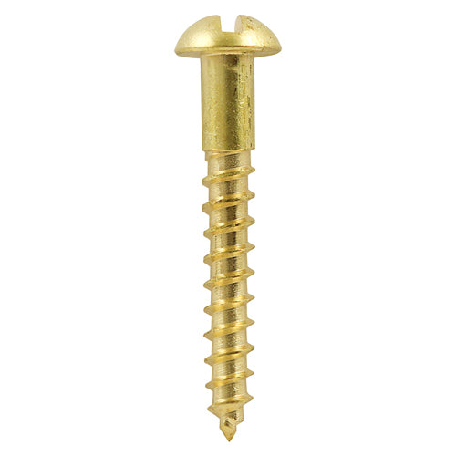 TIMCO Solid Brass Round Head Woodscrews - 6 x 1 1/2 - Image