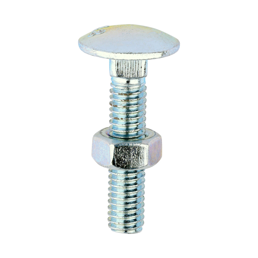 TIMCO Carriage Bolts DIN603 & Hex Full Nuts DIN934 Silver - M6 x 30 - Image