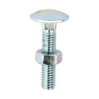 TIMCO Carriage Bolts DIN603 & Hex Full Nuts DIN934 Silver - M6 x 30 - Image