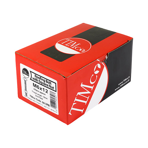 TIMCO Roofing Bolts & Square Nuts Silver - M6 x 30 - Image