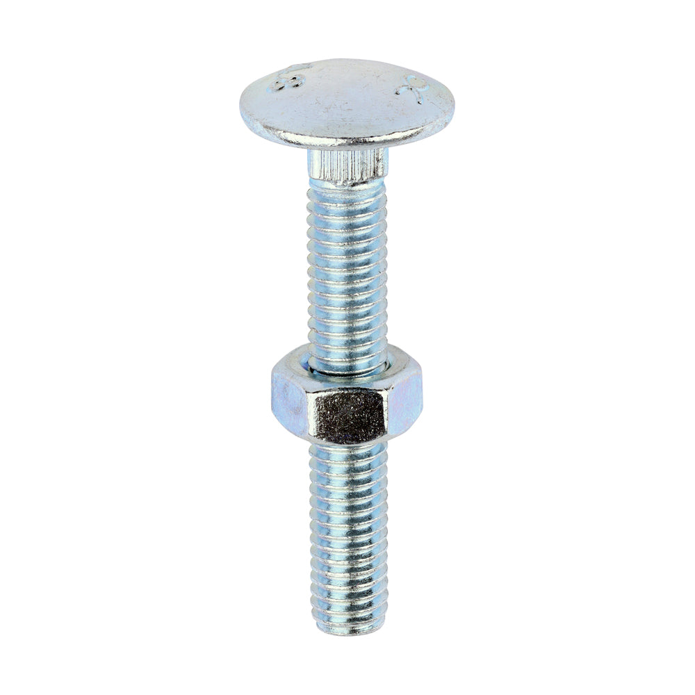 TIMCO Carriage Bolts DIN603 & Hex Full Nuts DIN934 Silver - M6 x 40 - Image