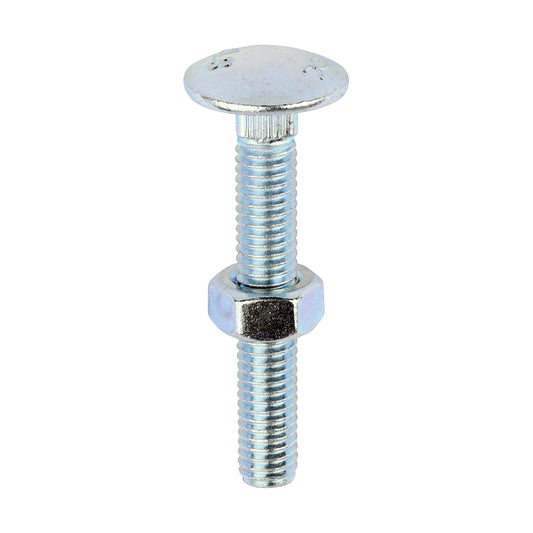 TIMCO Carriage Bolts DIN603 & Hex Full Nuts DIN934 Silver - M6 x 40 - Image