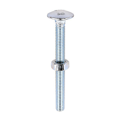 TIMCO Carriage Bolts DIN603 & Hex Full Nuts DIN934 Silver - M6 x 60 - Image