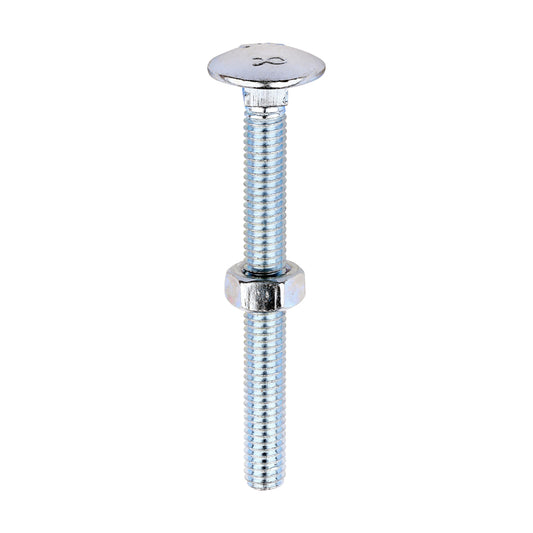 TIMCO Carriage Bolts DIN603 & Hex Full Nuts DIN934 Silver - M6 x 60 - Image