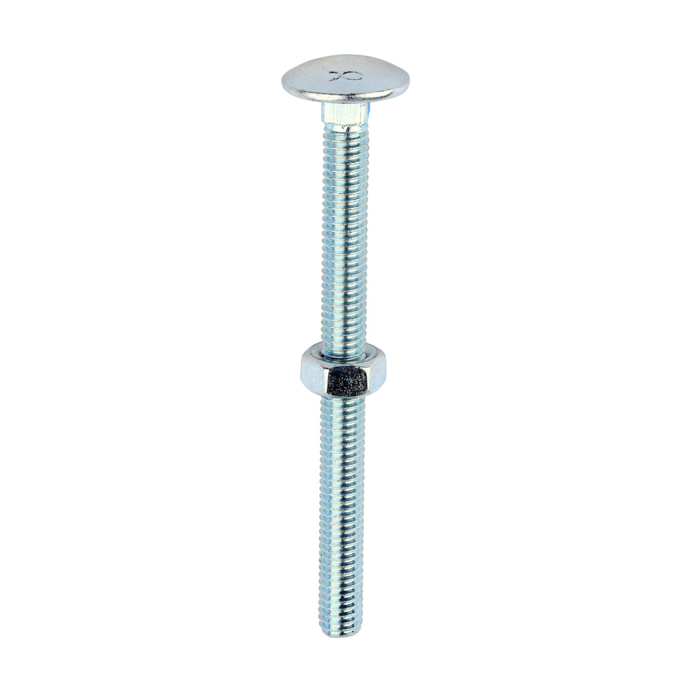 TIMCO Carriage Bolts DIN603 & Hex Full Nuts DIN934 Silver - M6 x 75 - Image