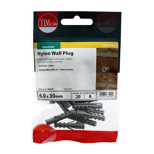 TIMCO Nylon Plugs - 6.0 x 30 - Image