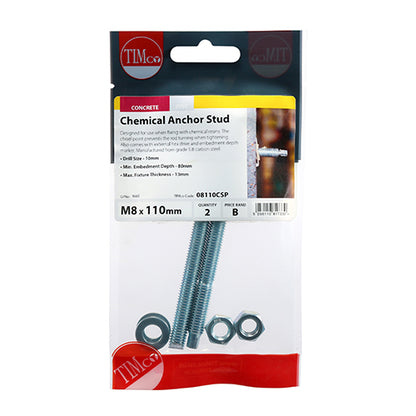 TIMCO Chemical Anchor Studs Silver - M8 x 110 - Image