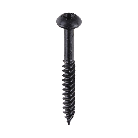 TIMCO Twin-Threaded Round Head Black Woodscrews - 8 x 1 1/2 - Image