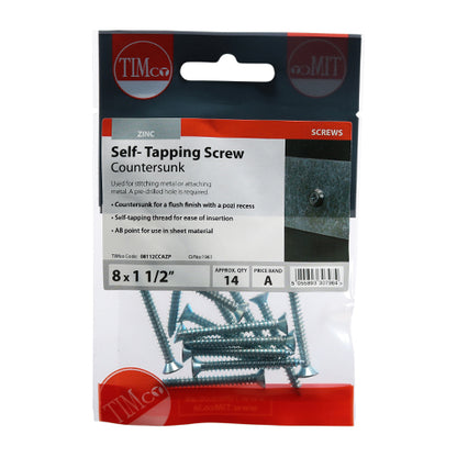 TIMCO Self-Tapping Countersunk Silver Screws - 8 x 1 1/2 - Image