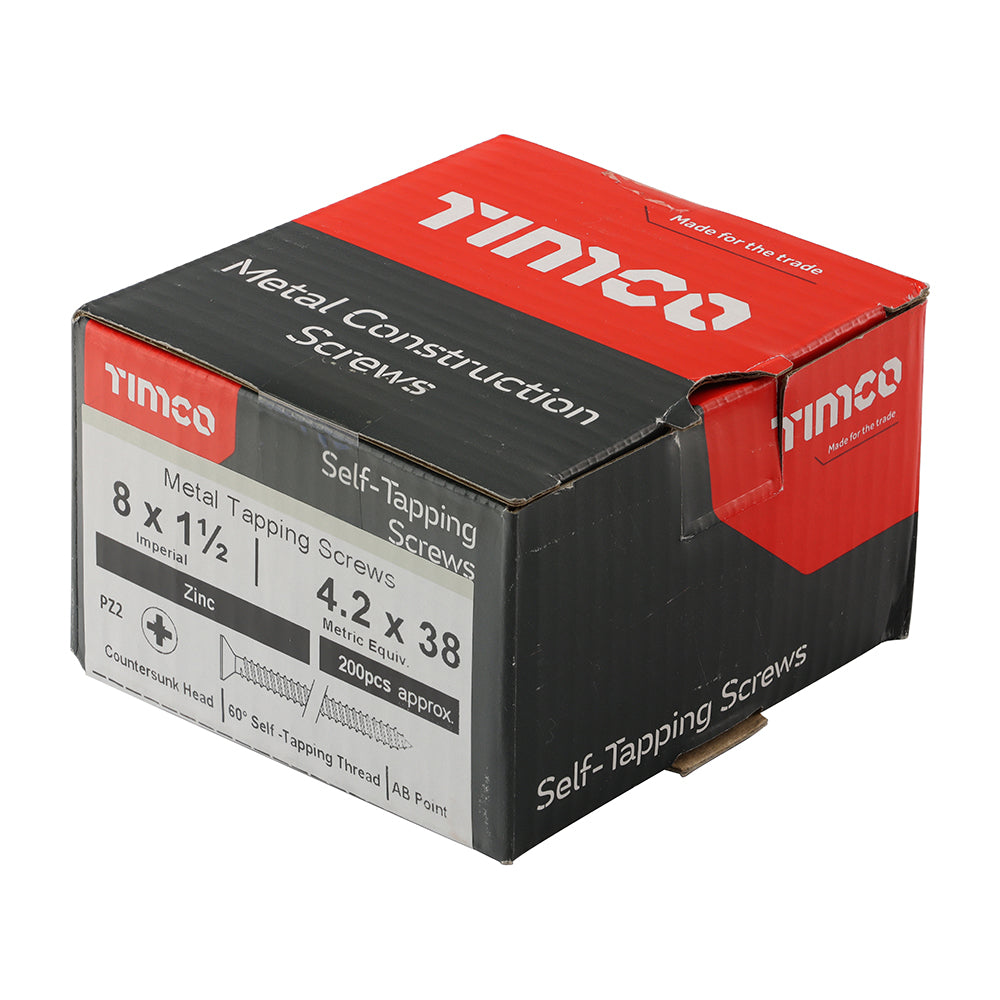 TIMCO Self-Tapping Countersunk Silver Screws - 8 x 1 1/2 - Image