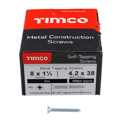 TIMCO Self-Tapping Pan Head Silver Screws - 8 x 1 1/2 - Image
