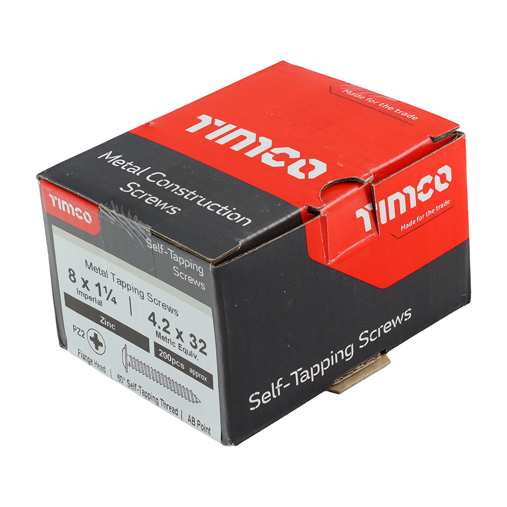 TIMCO Self-Tapping Flange Head Silver Screws - 8 x 1 1/4 - Image