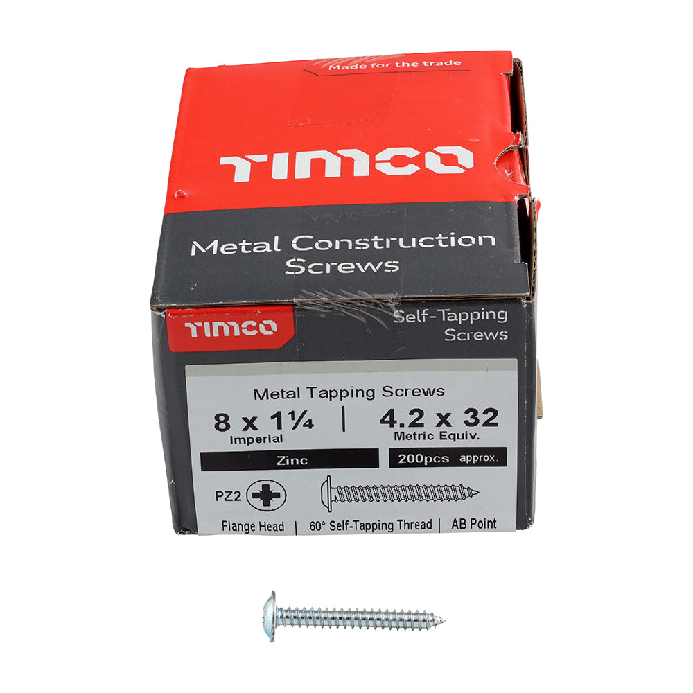 TIMCO Self-Tapping Flange Head Silver Screws - 8 x 1 1/4 - Image