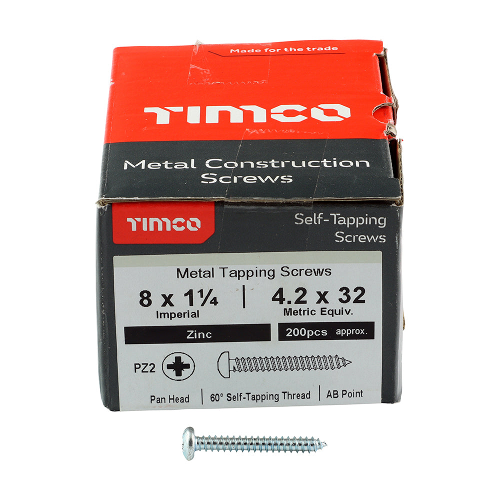 TIMCO Self-Tapping Pan Head Silver Screws - 8 x 1 1/4 - Image