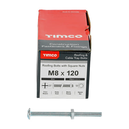 TIMCO Roofing Bolts & Square Nuts Silver - M8 x 120 - Image