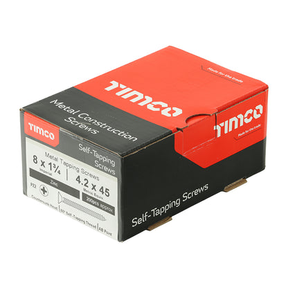 TIMCO Self-Tapping Countersunk Silver Screws - 8 x 1 3/4 - Image