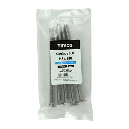 TIMCO Carriage Bolts DIN603 A2 Stainless Steel - M8 x 150 - Image