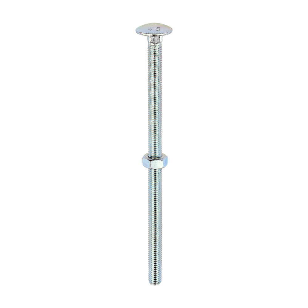 TIMCO Carriage Bolts DIN603 & Hex Full Nuts DIN934 Silver - M8 x 150 - Image