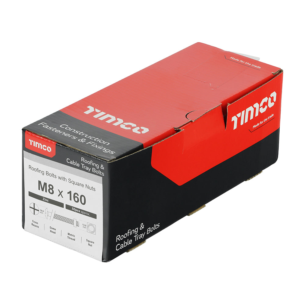 TIMCO Roofing Bolts & Square Nuts Silver - M8 x 160 - Image