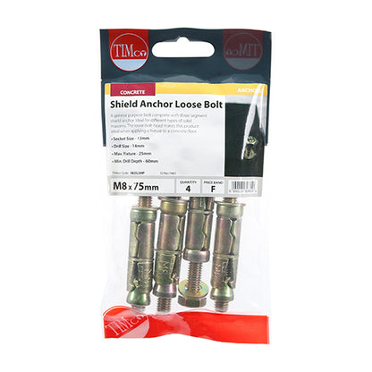 TIMCO Shield Anchors Loose Bolt Gold - M8:25L (M8 x 75) - Image