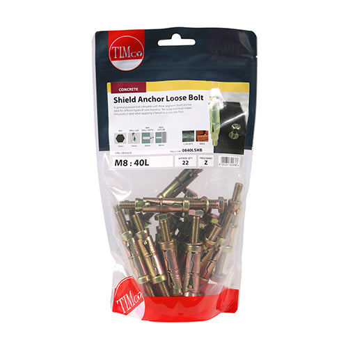 TIMCO Shield Anchors Loose Bolt Gold - M8:40L (M8 x 90) - Image
