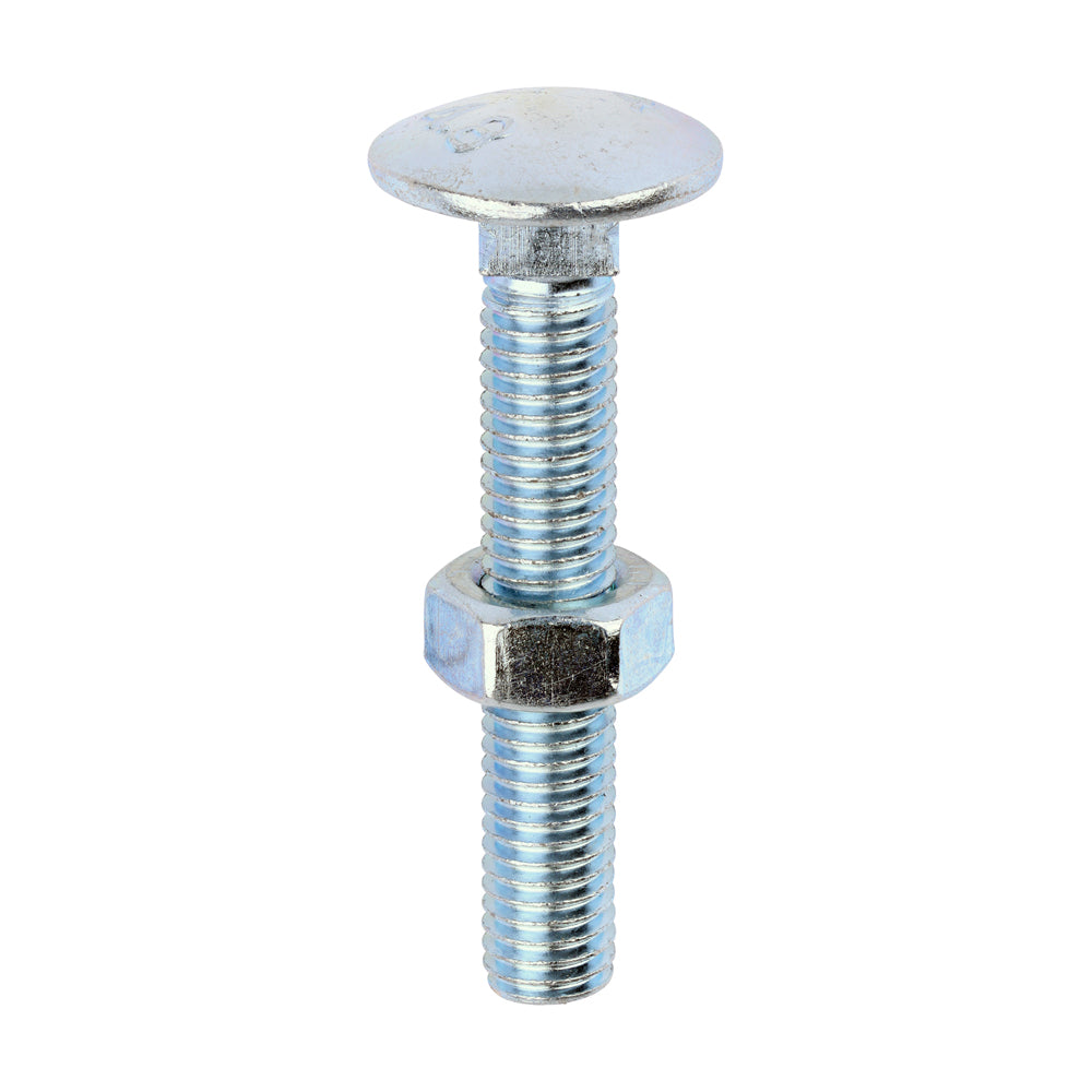 TIMCO Carriage Bolts DIN603 & Hex Full Nuts DIN934 Silver - M8 x 50 - Image