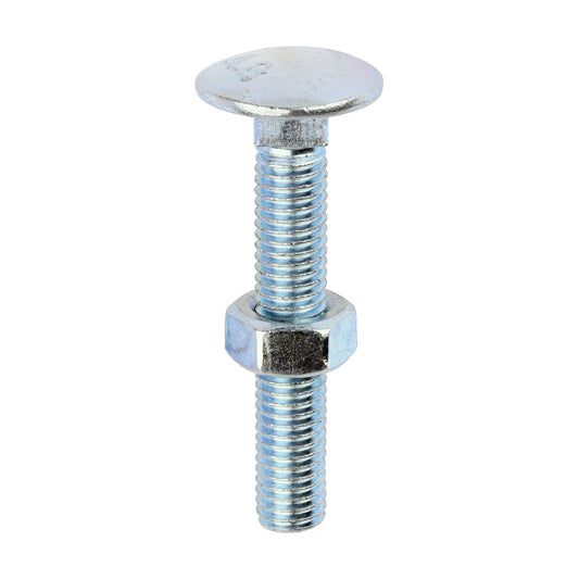 TIMCO Carriage Bolts DIN603 & Hex Full Nuts DIN934 Silver - M8 x 50 - Image