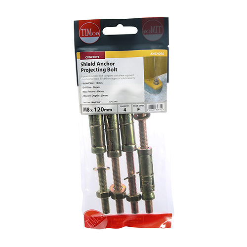 TIMCO Shield Anchors Projecting Bolt Gold - M8:60P (M8 x 120) - Image